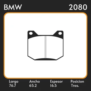 PASTILLAS DE FRENO  BMW 3 -SERIE -COUPÉ  315- 316-318-320-323I 75-83 LAR. 76.7 ANC. 65.2 ESP. 16.5 POSC. TRAS. GUARDADO (16)