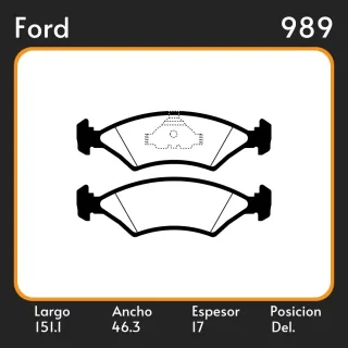 PASTILLAS DE FRENO  FORD ESCORT 93/96 1.8 LAR. 151.1 ANC. 46.3 ESP. 17 POSC. DEL. GUARDADO (317) EQUIVALENCIAS FRAS LE PD/390 LITTON 37684 MAZFREN 305