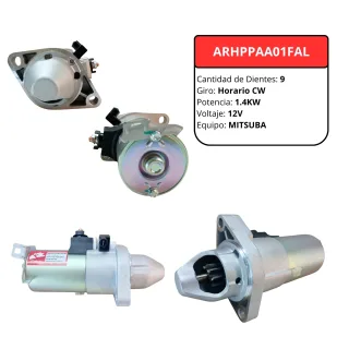 MOTOR ARRANQUE MITSUBA HONDA CRV 2.4L NAFTA 2002--> 12V 1.4KW GIRO DERECHO 9 DIENTES 31200PPAA01 31200PPA505 31200PPAA02 31200PPAA03 LRS02429 LRS2429 