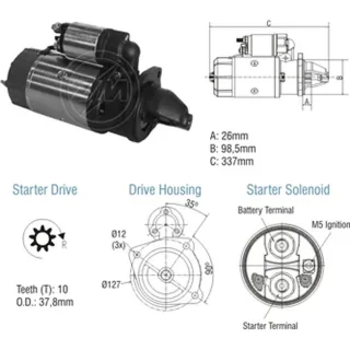 ARRANQUE AGRALE 7000 DX-7000 TDX-8500 TDX MA 7.5 T AGRALE-DEUTZ CASE W20 FORD F12000 F14000 VW-12.140 13.150 13.180 VOLTAJE 12V EQUIVALENCIAS  9000083