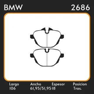 PASTILLA DE FRENO BMW SERIE 5 VI GT 525 - 528 I - 530 - 535 I 10/ ALTO 61,95/51,95 ANCHO 106,00 ESTIMADOR 18,00 POSICION TRASERA 1069