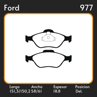 PASTILLAS DE FRENO  FORD COURIER 99/ LAR. 151.3 150.2 ANC. 58.0/61.0 ESP. 18.8 POSC. DEL. GUARDADO (987) EQUIVALENCIAS FRAS LE PD/80 MAZFREN 3222 COBR