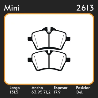 PASTILLAS DE FRENO  MINI  CLUBMAN- COOPER S II - WORKS  LAR. 131.5 ANC. 63,95/71,2 ESP. 17.9 POSC. DEL. GUARDADO 838 EQUIVALENCIAS PD/1288   05P1485  