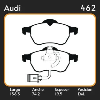 PASTILLAS DE FRENO  AUDI A4 97/ LAR. 156.3 ANC. 74.2 ESP. 19.5 POSC. DEL. GUARDADO (698) EQUIVALENCIAS FIMPEX 3204 FRAS LE PD/384-A LPR 05P790 LITTON 