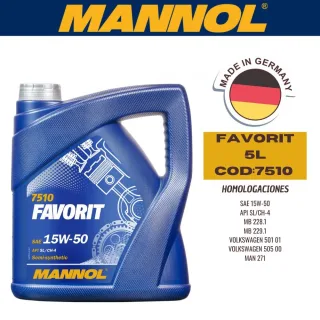 ACEITE SEMI-SINTETICO MANNOL 15W50 5L FAVORIT CAJA (X4U) API SL/CF-4