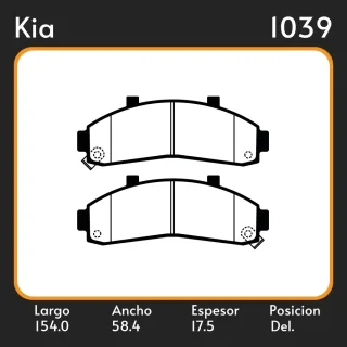 PASTILLAS DE FRENO  KIA PREGIO (TB)(10/97-) LAR. 154 ANC. 58.4 ESP. 17.5 POSC. DEL. GUARDADO (527) EQUIVALENCIAS 4035 PD/64 05P1020 38660