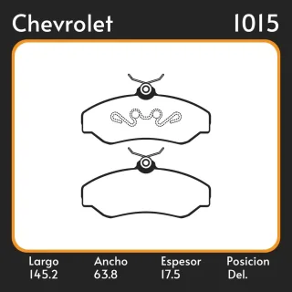 PASTILLAS DE FRENO  CHEVROLET S-10 4X2 95/S-10 4X4 09-05/ LAR. 145.2 ANC. 63.8 ESP. 17.5 POSC. DEL. GUARDADO (375) EQUIVALENCIAS 38360 PD/107 3073 831