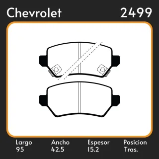 PASTILLAS DE FRENO LIFAN MYWAY  CHEVROLET CORSA ZAFIRA MERIVA 1.4 - 1.6 - 1.7 - 1.8 03 LAR. 95 ANC. 42.5 ESP. 15.2 POSC. TRAS. GUARDADO (799) EQUIVALE