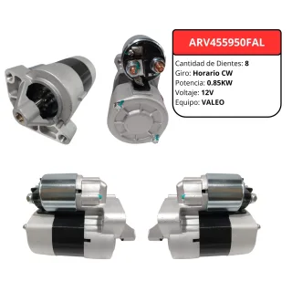 MOTOR ARRANQUE VALEO  RENAULT R9 R11 R12 R19 SCENIC CLIO KANGOO SANDERO LOGAN 1.6 12V 0.85KW GIRO DERECHO 8 DIENTES D7E15 D7E20 438081 455950 458226 7