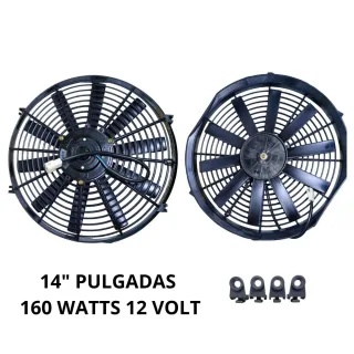 ELECTROVENTILADOR UNIVERSAL 14" 160W 12V ASP/SOP HORARIO/ ANTIHORARIO IMPORTADO EQUIVALENCIA = EV906