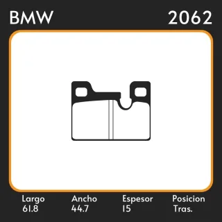 PASTILLAS DE FRENO  BMW 2.0 320/6    2.3 323 I    78-82 LAR. 61.8 ANC. 44.7 ESP. 15 POSC. TRAS. GUARDADO (18) EQUIVALENCIAS FIMPEX 3313