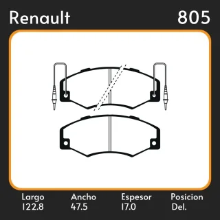 PASTILLAS DE FRENO COMPETICION RENAULT R-21 93/ LAR. 122.8 ANC. 47.5 ESP. 17 POSC. DEL. GUARDADO (197)