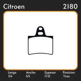 PASTILLAS DE FRENO  CITROËN GSX 2400 79/82 LAR. 54 ANC. 65 ESP. 17 POSC. TRAS. GUARDADO (36) EQUIVALENCIAS 37620 1167