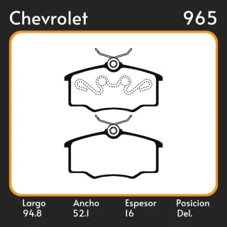 PASTILLAS DE FRENO  CHEVROLET CORSA 1.0 - 1.4 - 1.6 96/00  LAR. 94.8 ANC. 52.1 ESP. 16 POSC. DEL. GUARDADO (407)  EQUIVALENCIAS FRAS LE PD/54 LITTON 3