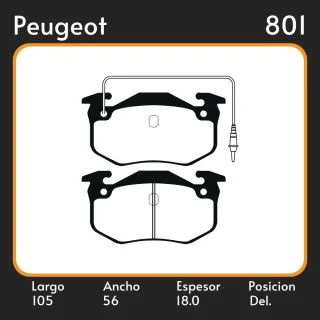 PASTILLAS DE FRENO  PEUGEOT 205 83/94 LAR. 105 ANC. 56 ESP. 18 POSC. DEL. GUARDADO (354) EQUIVALENCIAS LITTON 27755 FIMPEX 1162