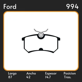 PASTILLAS DE FRENO  FORD FOCUS 99/ - FOCUS HATCH 99/04 LAR. 87 ANC. 42 ESP. 14.7 POSC. TRAS. GUARDADO (540) EQUIVALENCIAS MAZFREN 3184 FRAS LE PD/480 