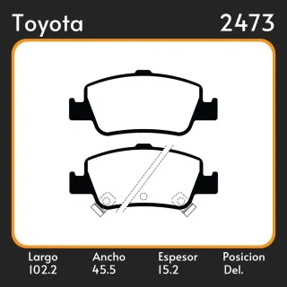 PASTILLAS DE FRENO  TOYOTA AURIS  COROLLA 06/ LAR. 102.2 ANC. 45.5 ESP. 15.2 POSC. TRAS. GUARDADO (911) EQUIVALENCIAS 3250 PD/689 4371 05P1315 46330