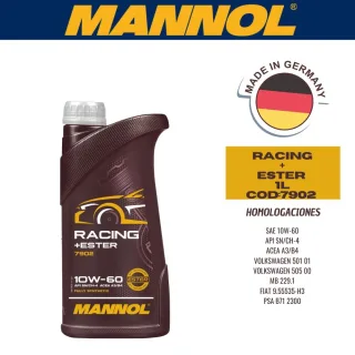 ACEITE SINTETICO MANNOL 10W60 1L RACING+ESTER CAJA (X20U) API SN/CH-4 - ACEA A3/B3/B4