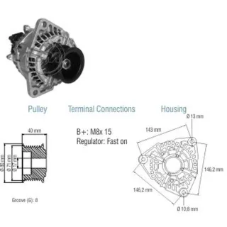 ALTERNADOR MERCEDES BENZ OA SERIES/C/L/OF/OH 80AMP 24V