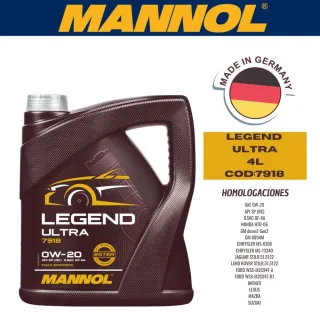ACEITE SINTETICO MANNOL 0W20 4L LEGEND ULTRA CAJA (X4U) API SN PLUS RC / ILSAC GF-6A