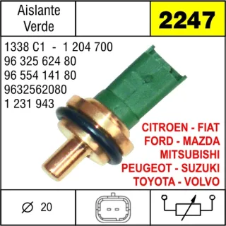 BULBO INYECCION FORD PEUGEOT TOYOTA AISLANTE VERDE EQUIVALENCIAS 24787FAL 1141MB