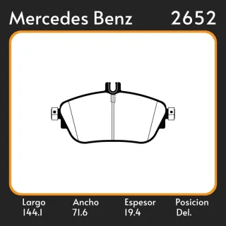 PASTILLAS DE FRENO  M BENZ CLASE A / B / C 160 - 180 - 200 - 250 CDI 13/  LAR. 144.1 ANC. 71.6 ESP. 19.4 POSC. DEL. GUARDADO 1120