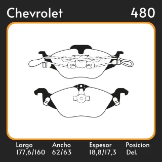PASTILLAS DE FRENO  CHEVROLET ASTRA G  (09/98-02/04) LAR. 177.6/160.0 ANC. 62.0/63.0 ESP. 18.8/17.3 POSC. DEL. GUARDADO (506) EQUIVALENCIAS MAZFREN 31