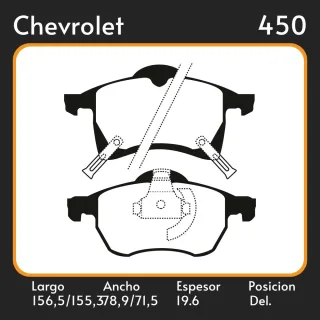 PASTILLA DE FRENO CHEVROLET ASTRA 1.4 / 1.6 / 1.8 / 2.0 / MERIVA 1.8 / VECTRA GLS 2.0 / GT / GTX / ZAFIRA 1.6 / 1.8 / 2.0 D