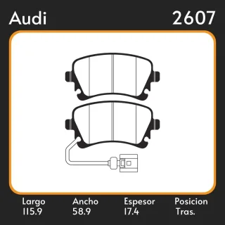 PASTILLAS DE FRENO  AUDI  A4 III 3.0 V6 AVANT 04/TRANSPORTER 03 LAR. 115.9 ANC. 58.9 ESP. 17.4 POSC. TRAS. GUARDADO 935  EQUIVALENCIAS  05P1395
