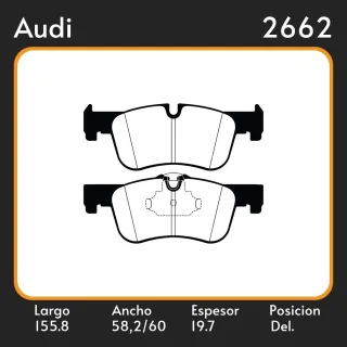 PASTILLA DE FRENO BMW SERIE 1-2 AUDI Q5 2010> 155.80X58.20X18.40 / 155.80X60.00X18.40 POSICIÓN DELANTERA EQUIVALENCIAS FRAS LE PD/2158  LITTON  48710