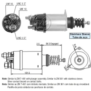 SOLENOIDE DELCO REMY 24V CUMMINS/ CLARK/ CATERPILLAR 42MT CON TUBO DE ACERO INOXIDABLE 24V.