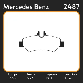 PASTILLAS DE FRENO  MERCEDES BENZ SPRINTER 415 CDI 06/  LAR. 136.9 ANC. 63.3 ESP. 19 POSC. TRAS. GUARDADO 1104 EQUIVALENCIAS PD/663 46980 3253