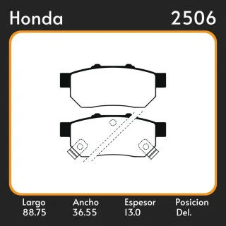 PASTILLAS DE FRENO  HONDA CIVIC 1.6I 16V ES / VT / ESI  92 / 95 LAR. 88.75 ANC. 36.55 ESP. 13 POSC. TRAS. GUARDADO (953) EQUIVALENCIAS 45280 PD/398 11