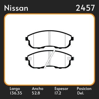 PASTILLAS DE FRENO  NISSAN SENTRA V 00/ LAR. 136.35 ANC. 52.8 ESP. 17.2 POSC. DEL. GUARDADO (161) EQUIVALENCIAS 3251 PD/550 D526 05P090 41940