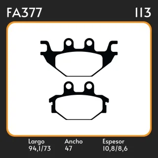 PASTILLAS DE FRENO  ZANELA ZANELA 200- 250 / KYMCO URBAN 250/KRX 250/ MXU 250 LAR. 73 / 94,1 ANC. 47 ESP. 10,8/8,6 POSC. DEL. GUARDADO 509