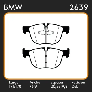 PASTILLAS DE FRENO  BMW X5 3.0- 4.8 4WD 07/ X6 3.0- 4.4 4WD 08/ LAR. 171,0 170,0 ANC. 76.9 ESP. 20,3/19,8 POSC. DEL. GUARDADO 963 EQUIVALENCIAS FRAS L
