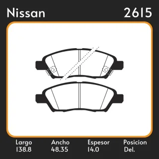 PASTILLAS DE FRENO  NISSAN MARCH  /  NOTE II /TIIDA / VERSA 04-13 LAR. 138.8 ANC. 48.35 ESP. 14 POSC. DEL. GUARDADO 1088 EQUIVALENCIAS N/1426  3670  2