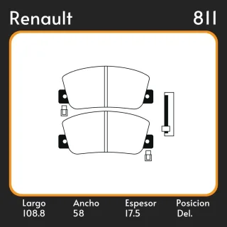 PASTILLAS DE FRENO  RENAULT TRAFIC BUS      1.4    80-82 LAR. 108.8 ANC. 58 ESP. 17.5 POSC. DEL. GUARDADO (195) EQUIVALENCIAS FIMPEX 1105