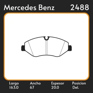PASTILLAS DE FRENO IVECO DAILY  MERCEDES BENZ SPRINTER 415 CDI 06/  LAR. 163 ANC. 67 ESP. 20 POSC. DEL. GUARDADO (1219) EQUIVALENCIAS PD/662 46231 327