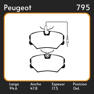 PASTILLAS DE FRENO  PEUGEOT 306 90/94 LAR. 94.6 ANC. 47.8 ESP. 17.5 POSC. DEL. GUARDADO (183) EQUIVALENCIAS FRAS LE PD/326-A LITTON 38170 MAZFREN 3050