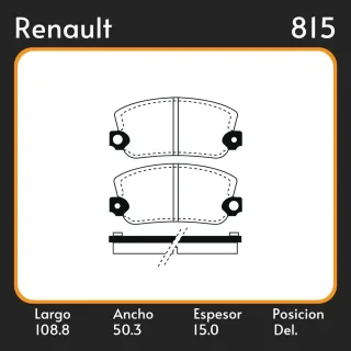 PASTILLAS DE FRENO  RENAULT R-12 BERLINA/BREAK (117)/VAN (08/70-08/80) LAR. 108.8 ANC. 50.3 ESP. 15 POSC. DEL. GUARDADO (190) EQUIVALENCIAS FRAS LE PD