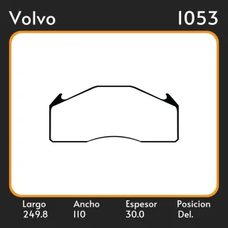 PASTILLAS DE FRENO  VOLVO B12 01/ - B7 05/ - B9 05/ LAR. 249.8 ANC. 110 ESP. 30 POSC. DEL. GUARDADO (1054)EQUIVALENCIAS PD/529 43840 3182