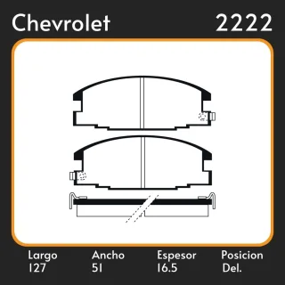 PASTILLAS DE FRENO CHEVROLET LUV   ISUZU TROOPER III (UBS)(01/87-12/91) LAR. 127 ANC. 51 ESP. 16.5 POSC. DEL. GUARDADO (31) EQUIVALENCIAS 22081 PD/357