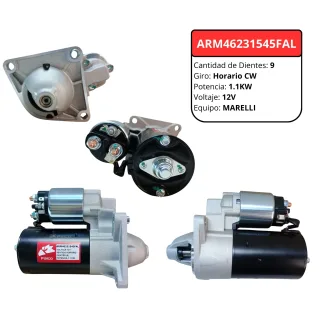 MOTOR ARRANQUE MARELLI FIAT MAREA PUNTO 1.6 1.8 ALFA ROMEO 156 1.8 2.0 12V 1.1KW GIRO DERECHO 9 DIENTES 0001107066 63111000 1107066 986017770 46231545