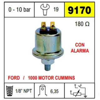 BULBO CEBOLLA  FORD 1000 MOTOR CUMMINS 1/8'' CON ALARMA
