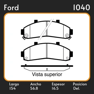 PASTILLAS DE FRENO  FORD RANGER KIA PREGIO FURGON (01/83-) LAR. 154 ANC. 56.8 ESP. 16.5 POSC. DEL. GUARDADO (349) EQUIVALENCIAS 38610 PD/332 3092 05P9
