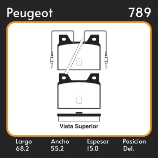 PASTILLAS DE FRENO  PEUGEOT 505 BERLINA/BREAK (551A)(551D) (08/79-12/93) LAR. 68.2 ANC. 55.2 ESP. 15 POSC. DEL. GUARDADO (186) EQUIVALENCIAS FRAS LE P