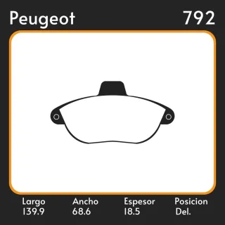 PASTILLAS DE FRENO  PEUGEOT EXPERT BUS/VAN/FLATBED-CHASSIS  02/96 LAR. 139.9 ANC. 68.6 ESP. 18.5 POSC. DEL. GUARDADO (586) EQUIVALENCIAS MAZFREN 3119 