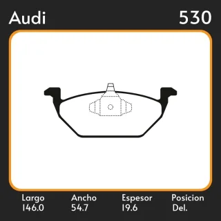 PASTILLAS DE FRENO AUDI A3   VOLKSWAGEN BORA - FOX 03/ - CROSSFOX 06/ LAR. 146 ANC. 54.7 ESP. 19.6 POSC. DEL. GUARDADO (515) EQUIVALENCIAS LITTON 3915