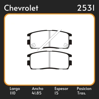 PASTILLAS DE FRENO  CHEVROLET EQUINOX CAPTIVA  2.2 - 2.4 - 3.2 06/… LAR. 105.5 ANC. 47.85 ESP. 15 POSC. TRAS. GUARDADO (929) EQUIVALENCIAS 46400 PD/71